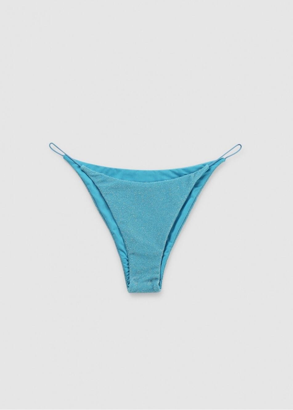 Its Now Cool String Bikini Bottoms in Turquoise Lurex Blue Shimmery Size XS